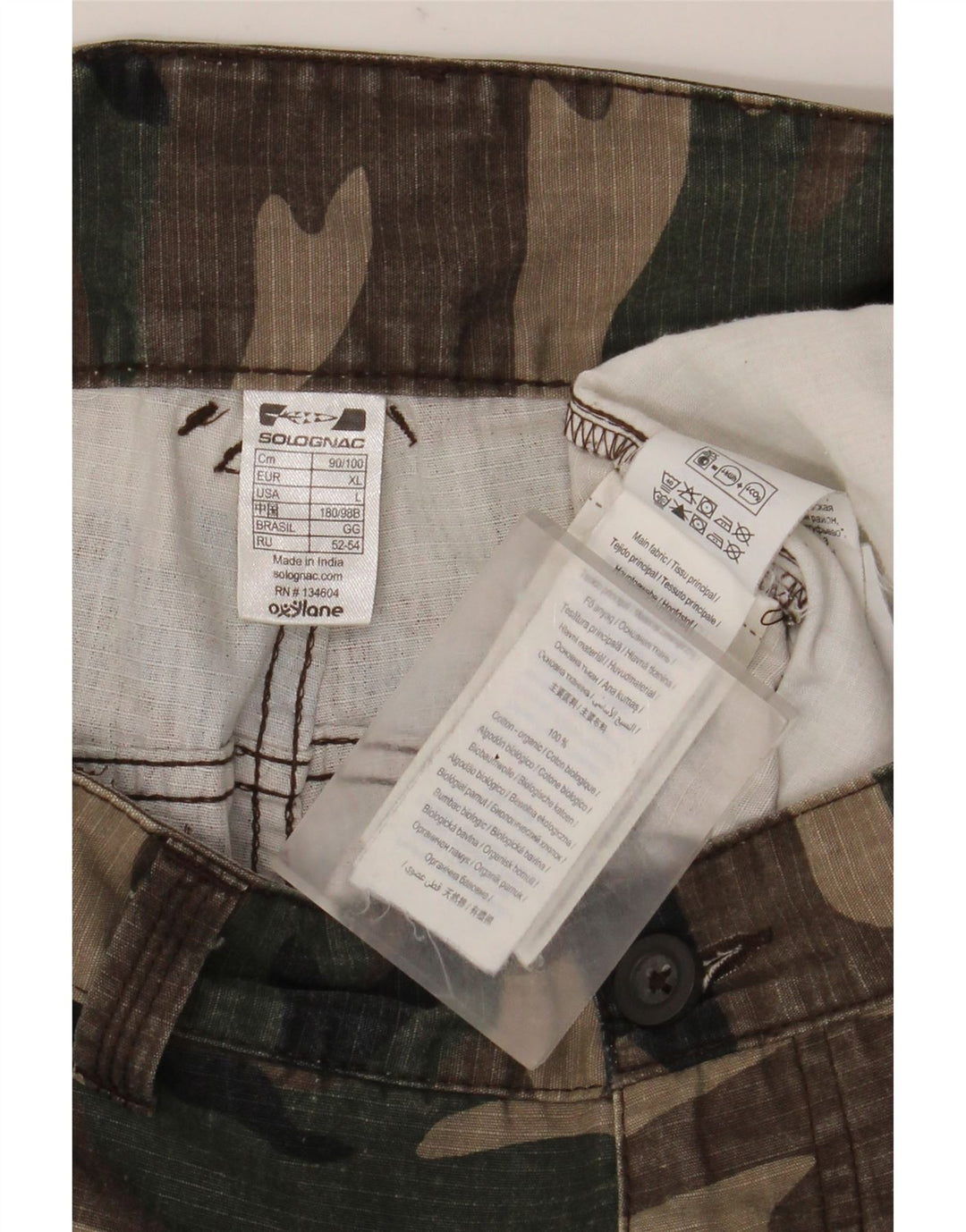 Solognac Mens Cargo Shorts XL W38 Algodão Marrom