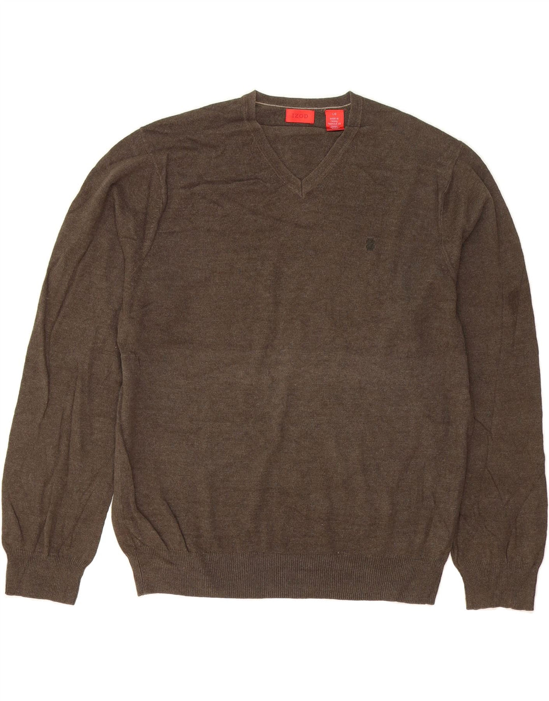 IZOD Mens V-Neck Jumper Sweater Large Brown Cotton Vintage Izod and Second-Hand Izod from Messina Hembry 