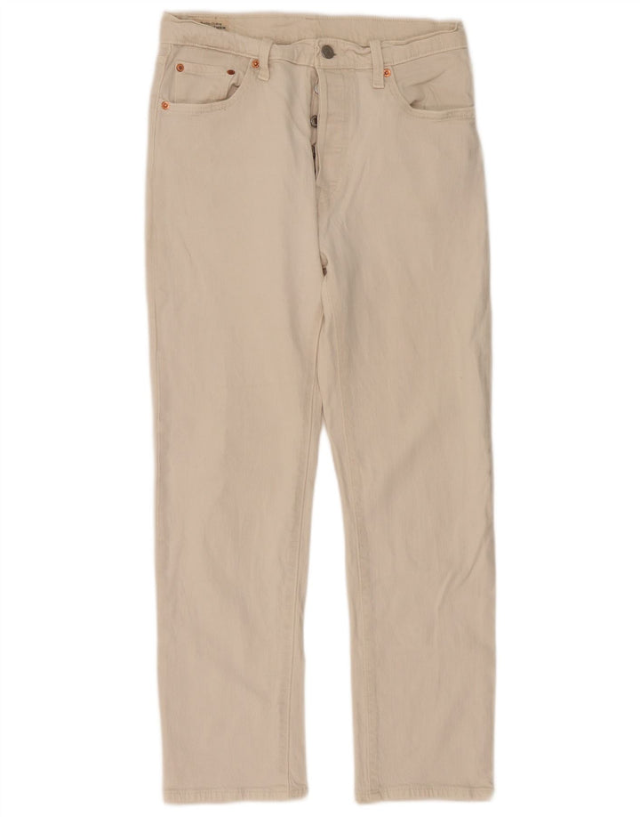 Calça Jeans Levis Feminina 501 Straight W29 L28 Off White Algodão