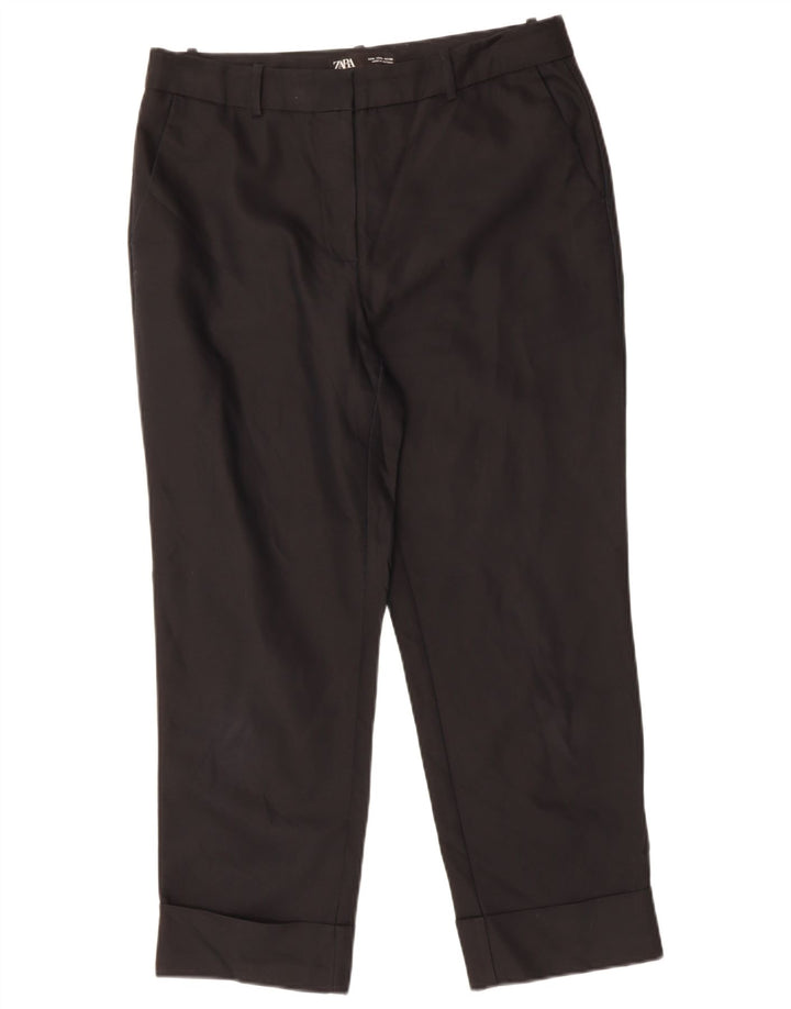 ZARA Womens Straight Casual Trousers Large W30 L32 Black