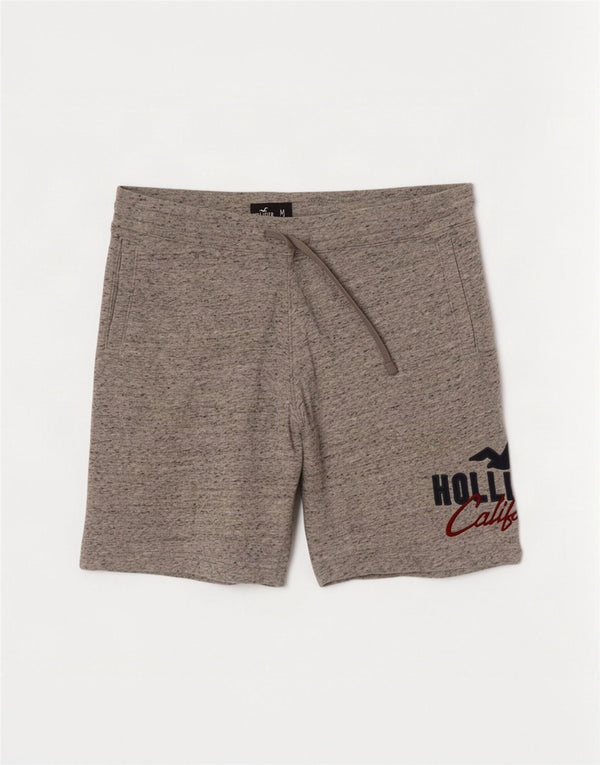 Shorts esportivos gráficos masculinos Hollister de algodão manchado cinza médio