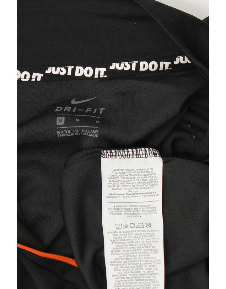 Top de treino feminino Nike com zíper e gola alta UK 14 médio preto colorblock