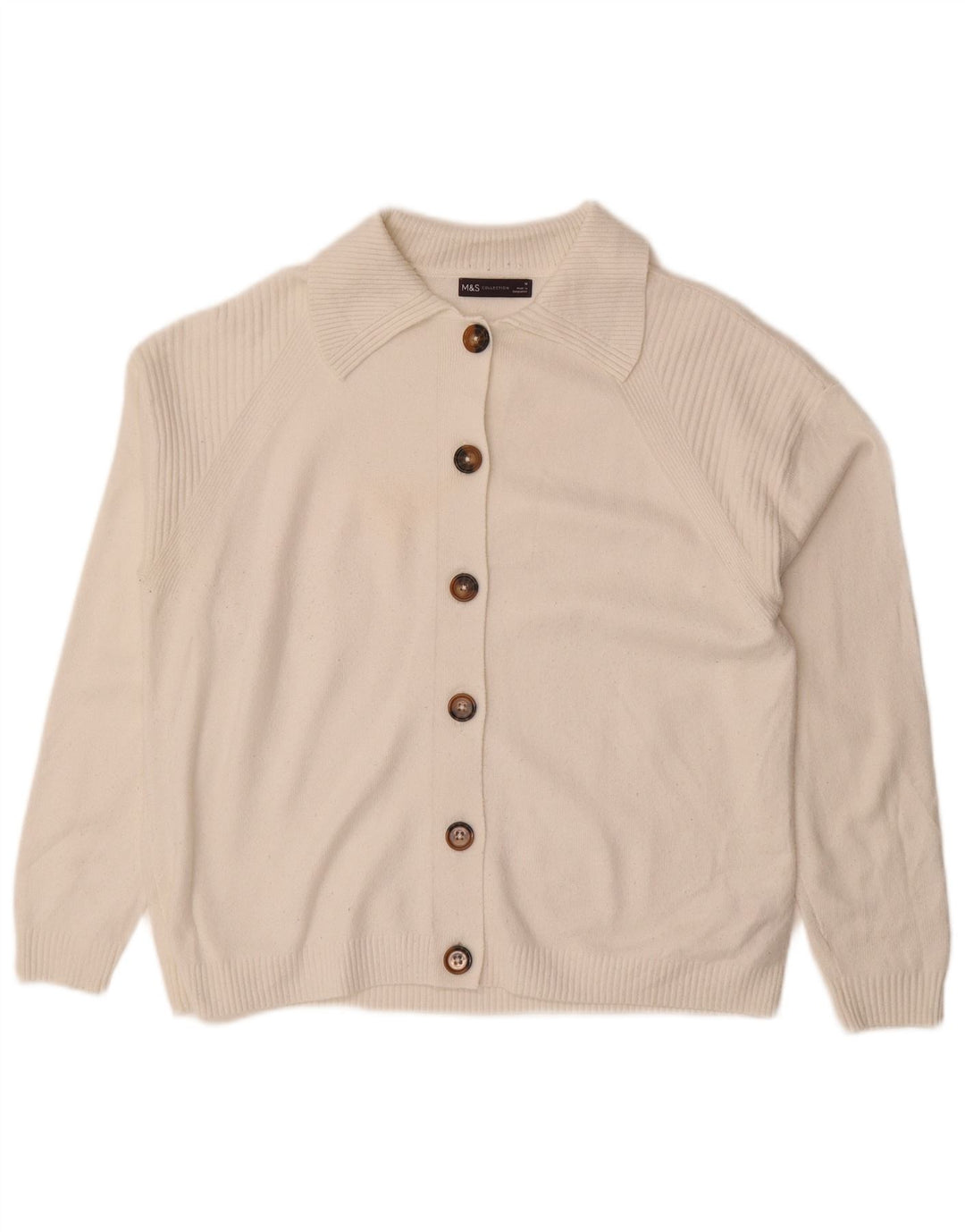 Suéter cardigã feminino Marks & Spencer folgado Reino Unido 14 médio branco