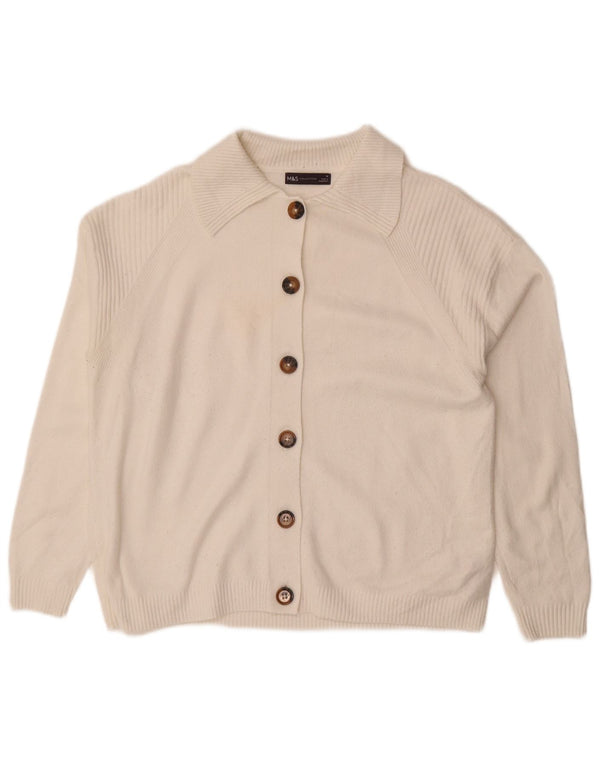 Suéter cardigã feminino Marks & Spencer folgado Reino Unido 14 médio branco