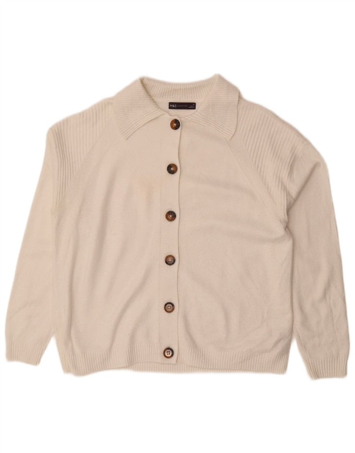 Suéter cardigã feminino Marks & Spencer folgado Reino Unido 14 médio branco