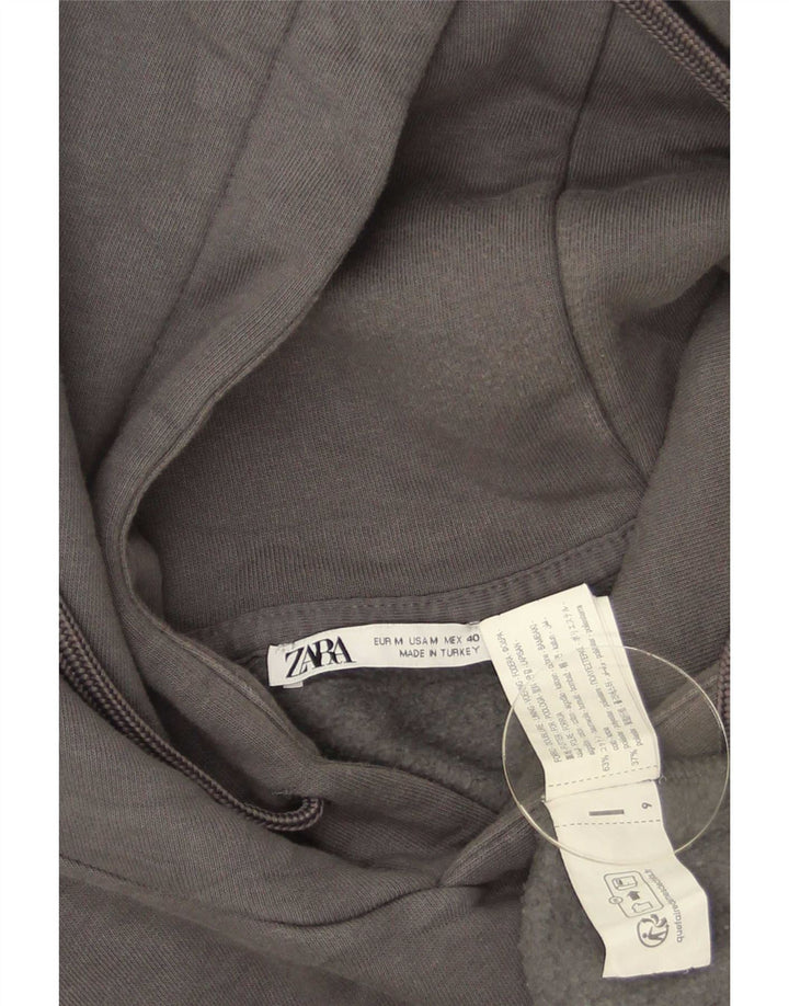 Zara Mens Hoodie Jumper Médio Algodão Cinza