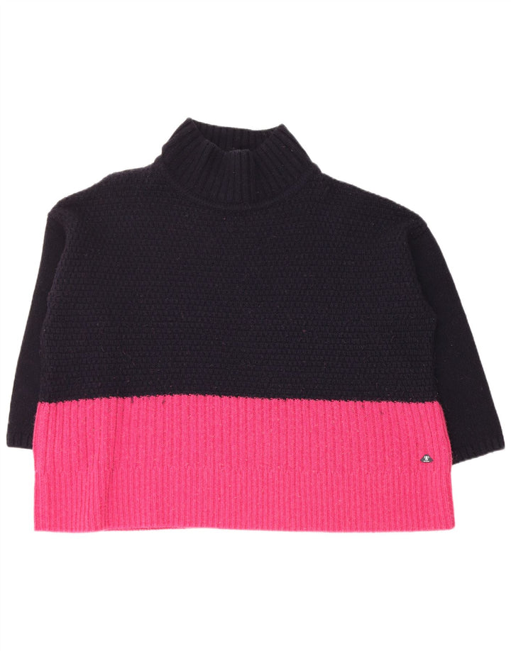 Suéter feminino BARBOUR com gola tartaruga Reino Unido 18 XL azul marinho bloco colorido