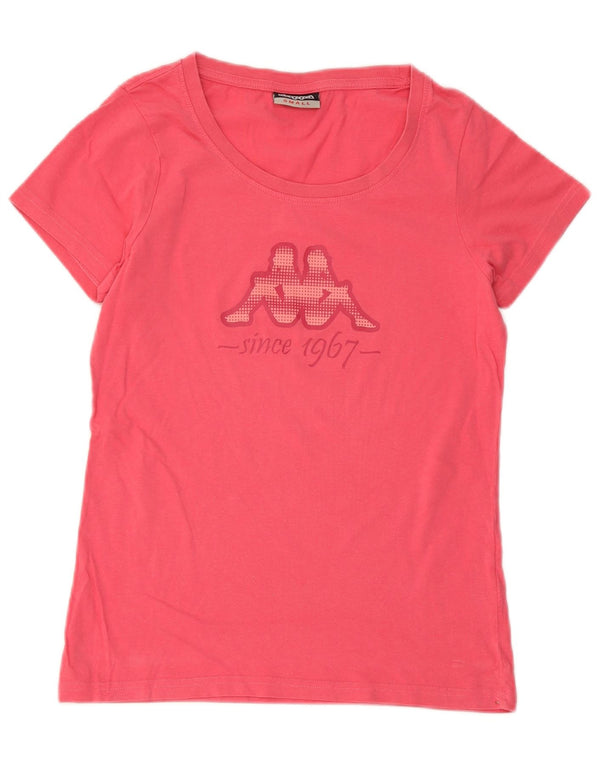 Camiseta feminina Kappa com estampa gráfica UK 8 pequeno algodão rosa