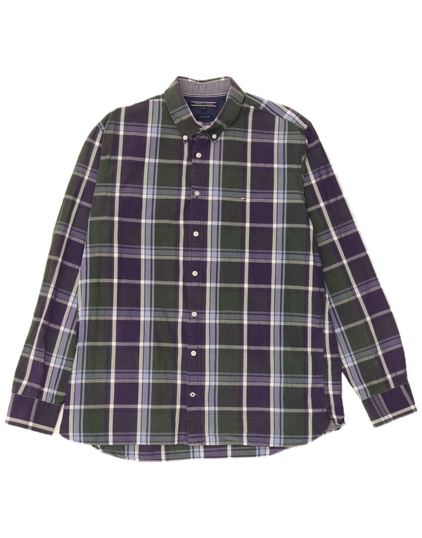 Camisa masculina Tommy Hilfiger New York Fit XL azul marinho xadrez algodão