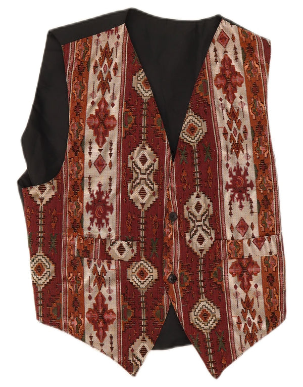 Colete masculino vintage médio Borgonha geométrico