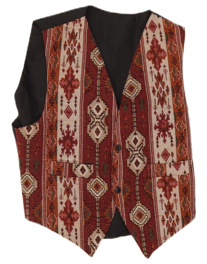 Colete masculino vintage médio Borgonha geométrico
