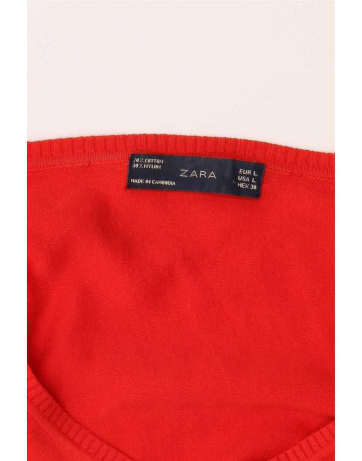 Suéter cardigã feminino Zara Reino Unido 14 grande vermelho