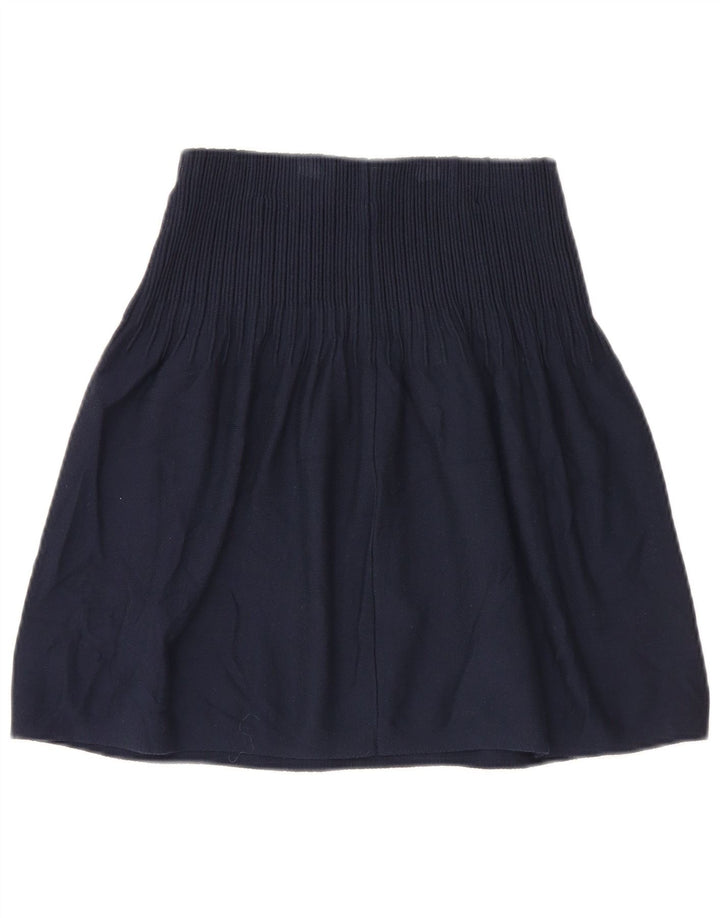 Saia feminina de malha A-Line Massimo Dutti pequena W26 azul marinho viscose