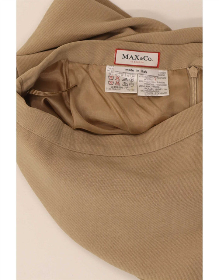 Saia lápis feminina Max & Co. Reino Unido 12 médio W28 acetato bege