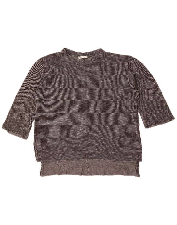Top feminino Zara manga 3/4 Reino Unido 14 cinza médio manchado