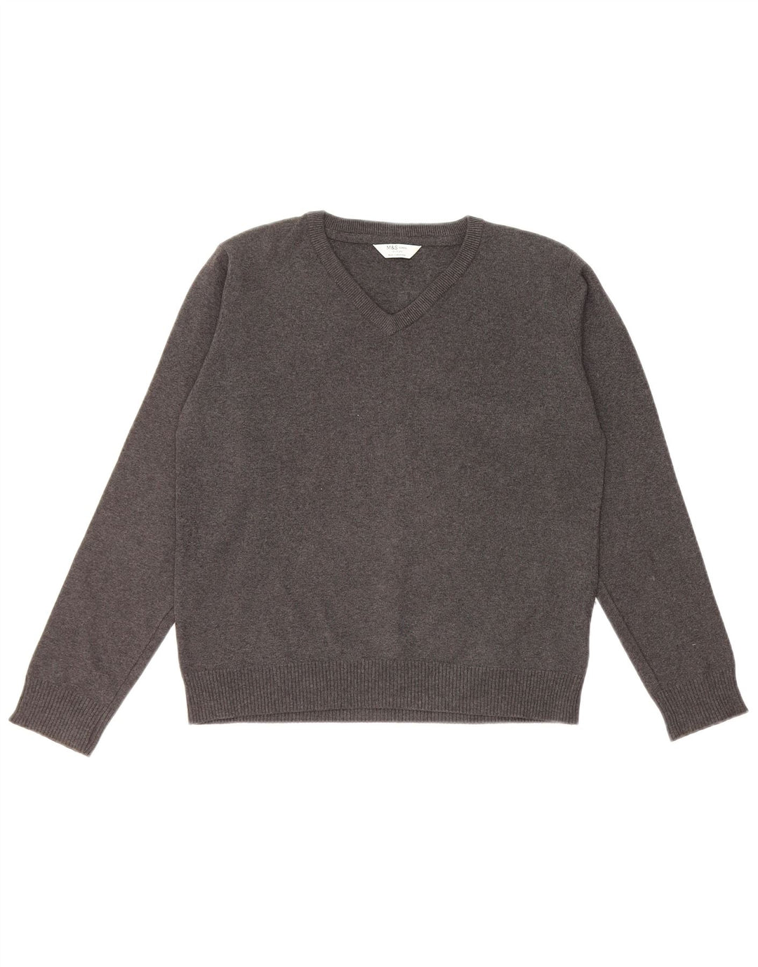 Suéter Marks & Spencer Boys com decote em V 12-13 anos algodão cinza