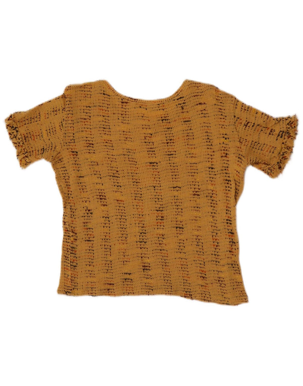 Blusa feminina Zara Top UK 10 pequena listrada bege