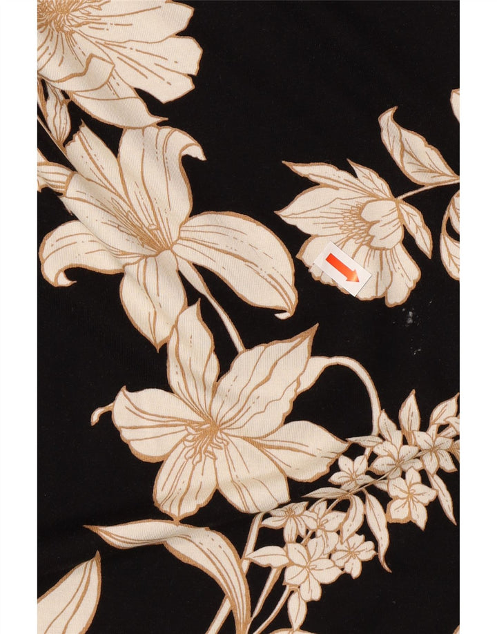 WALLIS Womens Long Sleeve Shift Dress UK 12 Medium  Black Floral Viscose