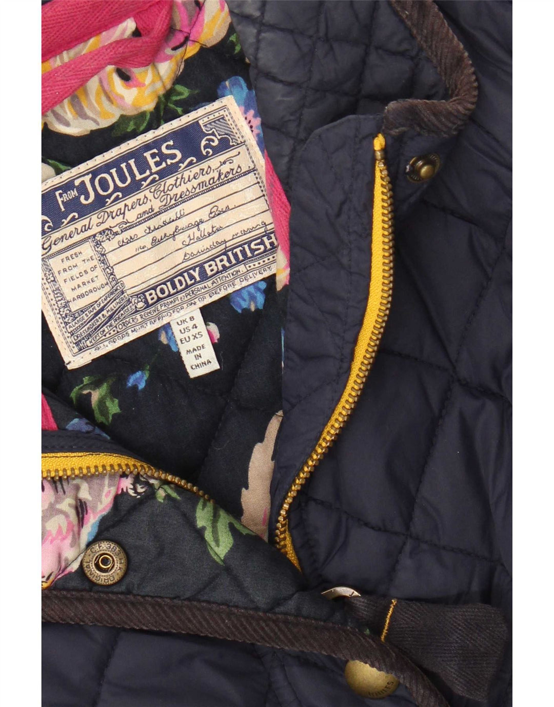 Jaqueta acolchoada feminina Joules UK 8 pequena poliamida azul marinho