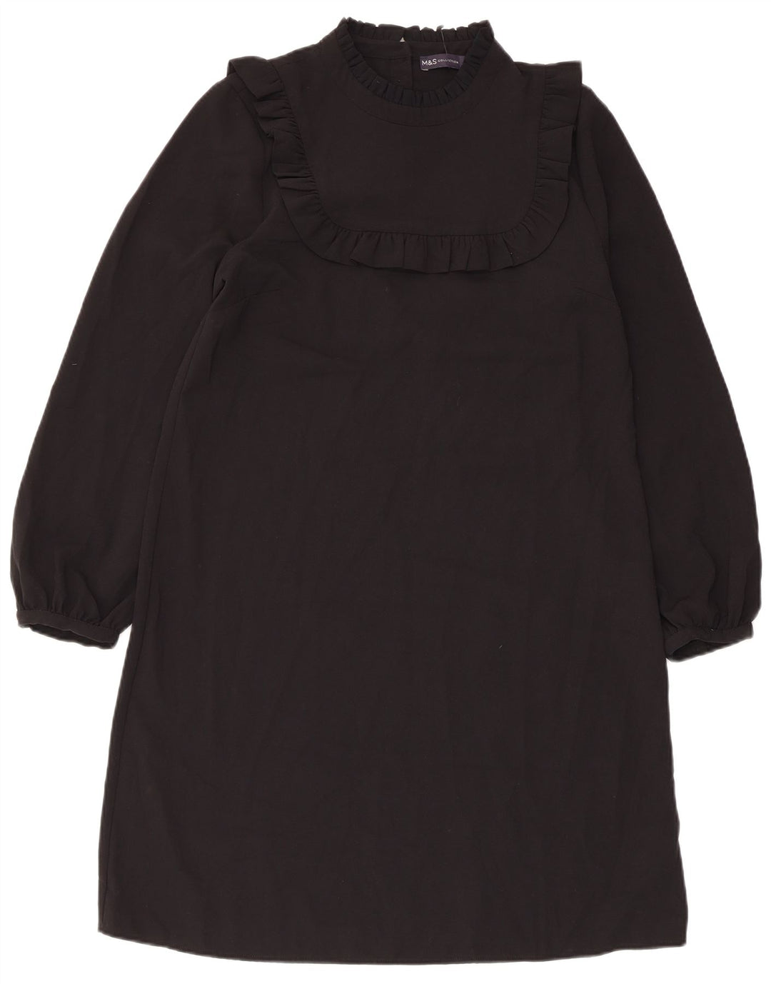 Vestido feminino de manga comprida Marks & Spencer Reino Unido 12 médio preto