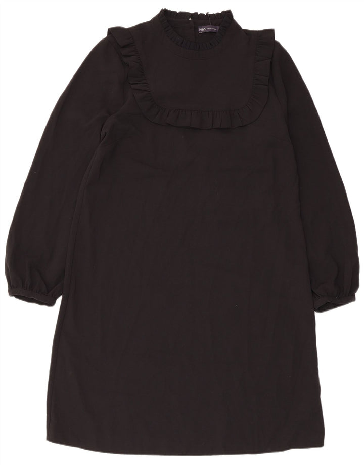 Vestido feminino de manga comprida Marks & Spencer Reino Unido 12 médio preto