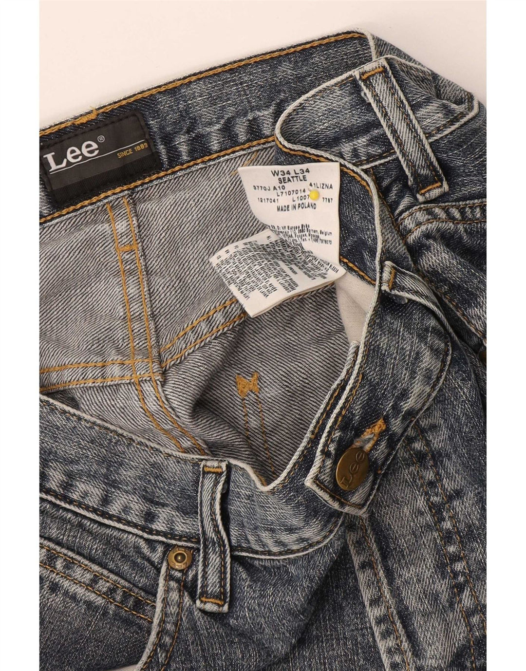 Lee Mens Straight Jeans W34 L34 Azul Algodão