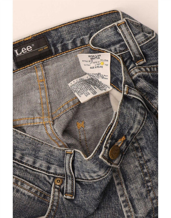 Lee Mens Straight Jeans W34 L34 Azul Algodão