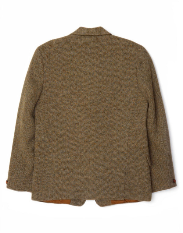 Dunn &Co Masculino Harris Tweed UK 40 Grande Marrom Espinha de Peixe Clássico