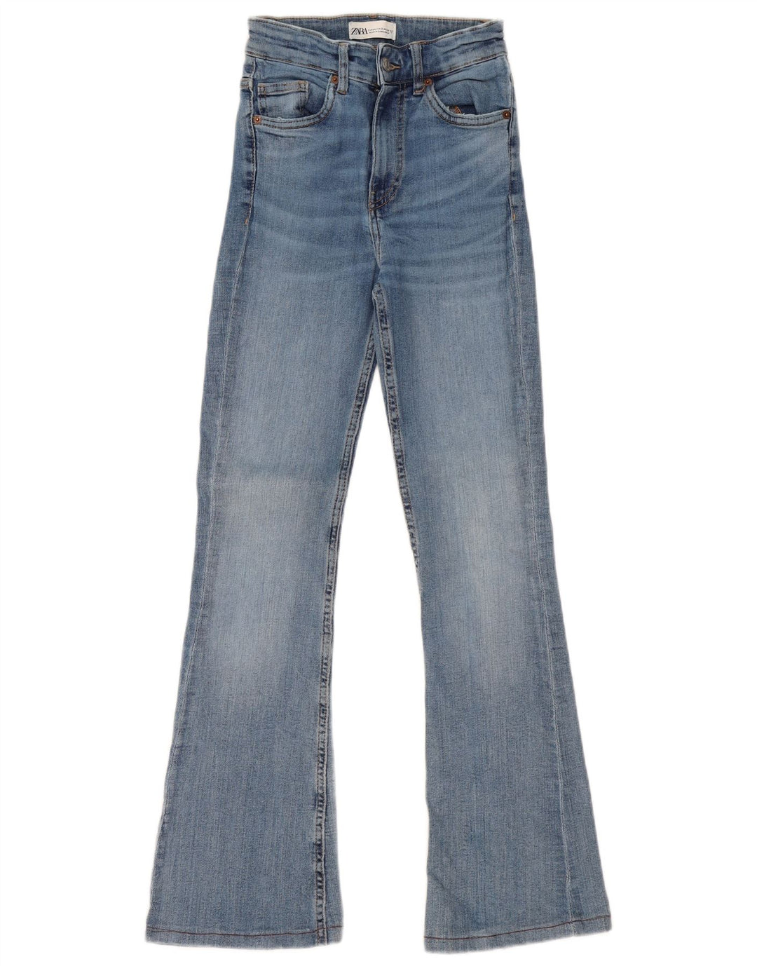 Zara Calça jeans feminina larga EU 34 2XS W24 L31 Azul