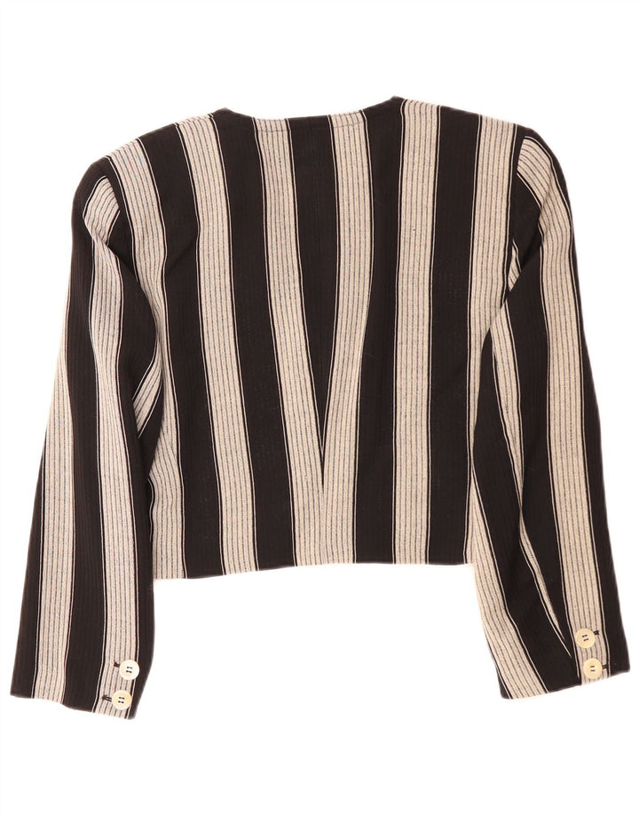 Jaqueta blazer feminina Laurel com 1 botão e corte UE 36 pequena lã preta listrada