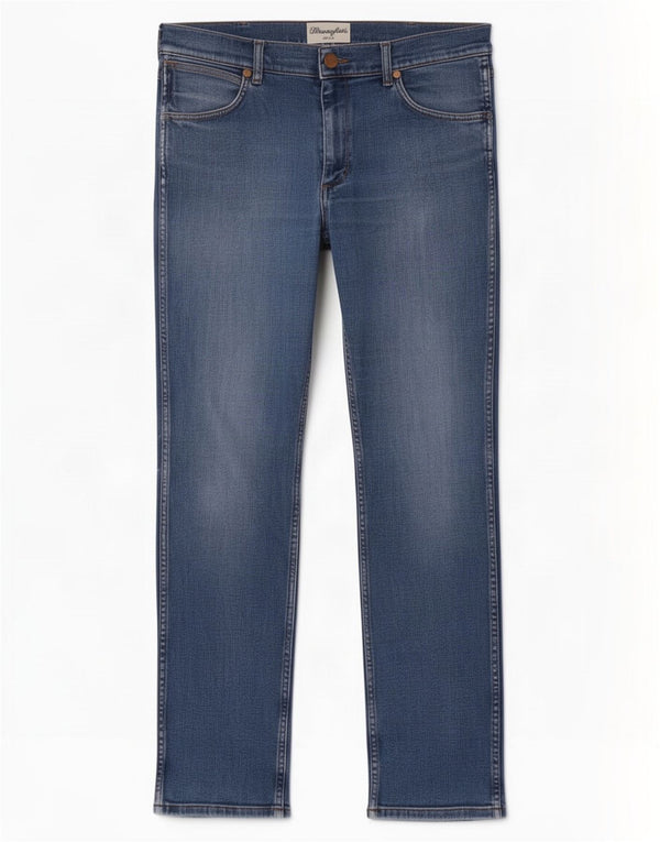 Wrangler Mens Greensboro Straight Jeans W32 L32 Azul Algodão