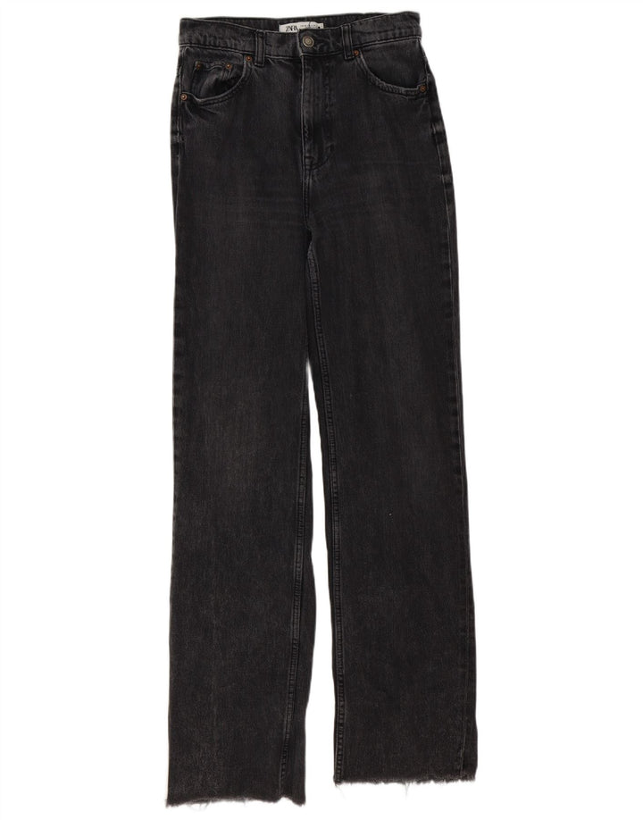Zara Jeans reto feminino EU 36 pequeno W26 L33 algodão cinza