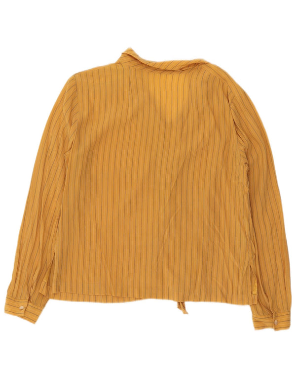 Blusa feminina vintage transparente UK 16 grande listrada amarela