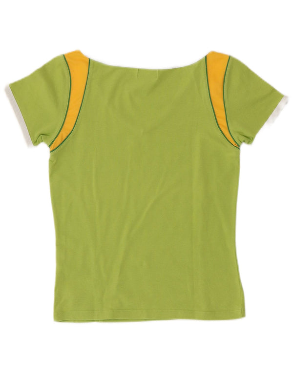 Camiseta feminina Kappa UK 12 algodão colorblock verde médio