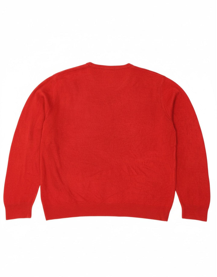 Suéter masculino MARKS & SPENCER Blue Harbor com decote em V XL vermelho acrílico