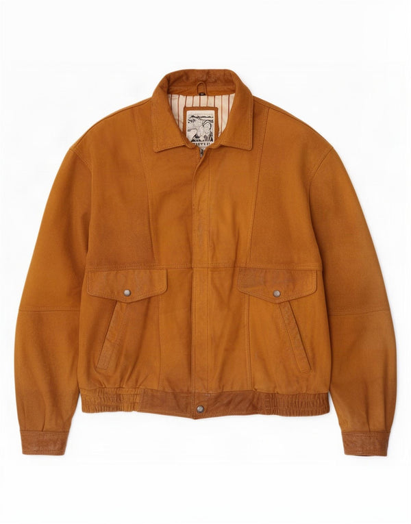 Jaqueta bomber masculina de camurça Trapper IT 50 grande couro marrom