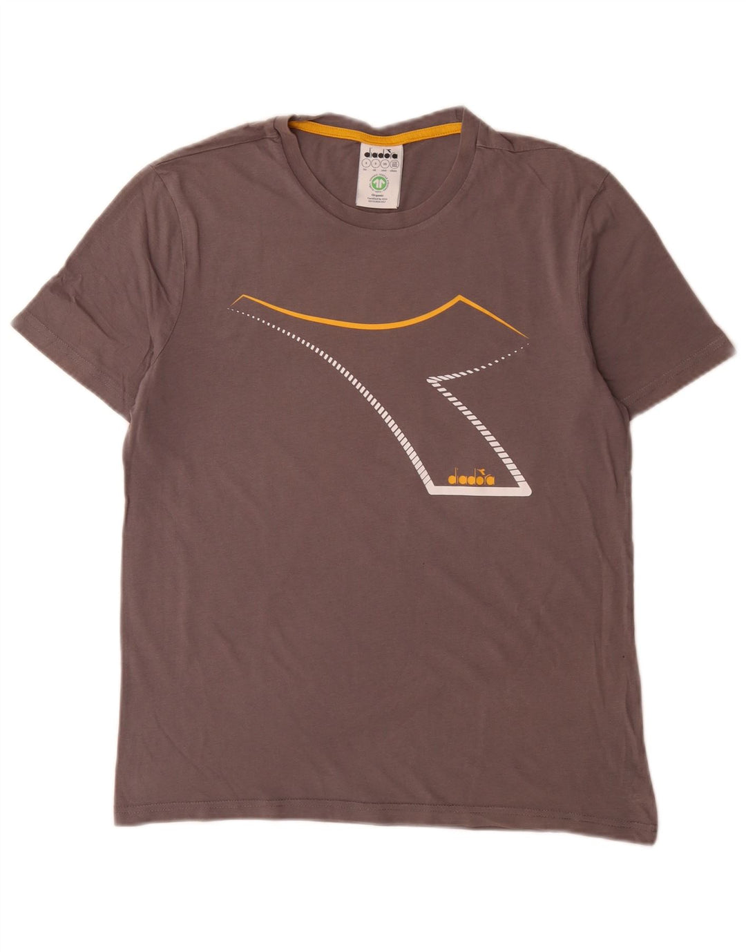 Camiseta gráfica masculina Diadora Top pequeno algodão cinza