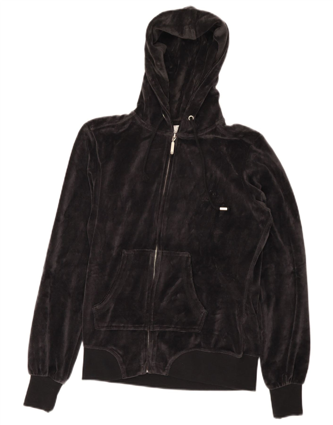 CHAMPION Suéter feminino Heritage Fit Velour Zip com capuz Reino Unido 10 pequeno preto