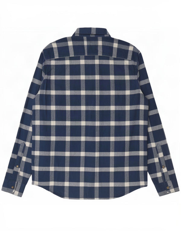 Camisa masculina elástica Hollister de algodão xadrez médio azul marinho