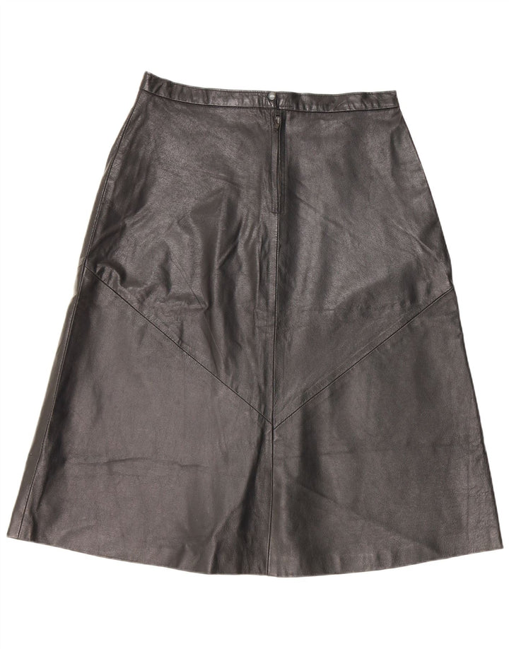 Saia de couro feminina vintage IT 52 2XL W32 preta