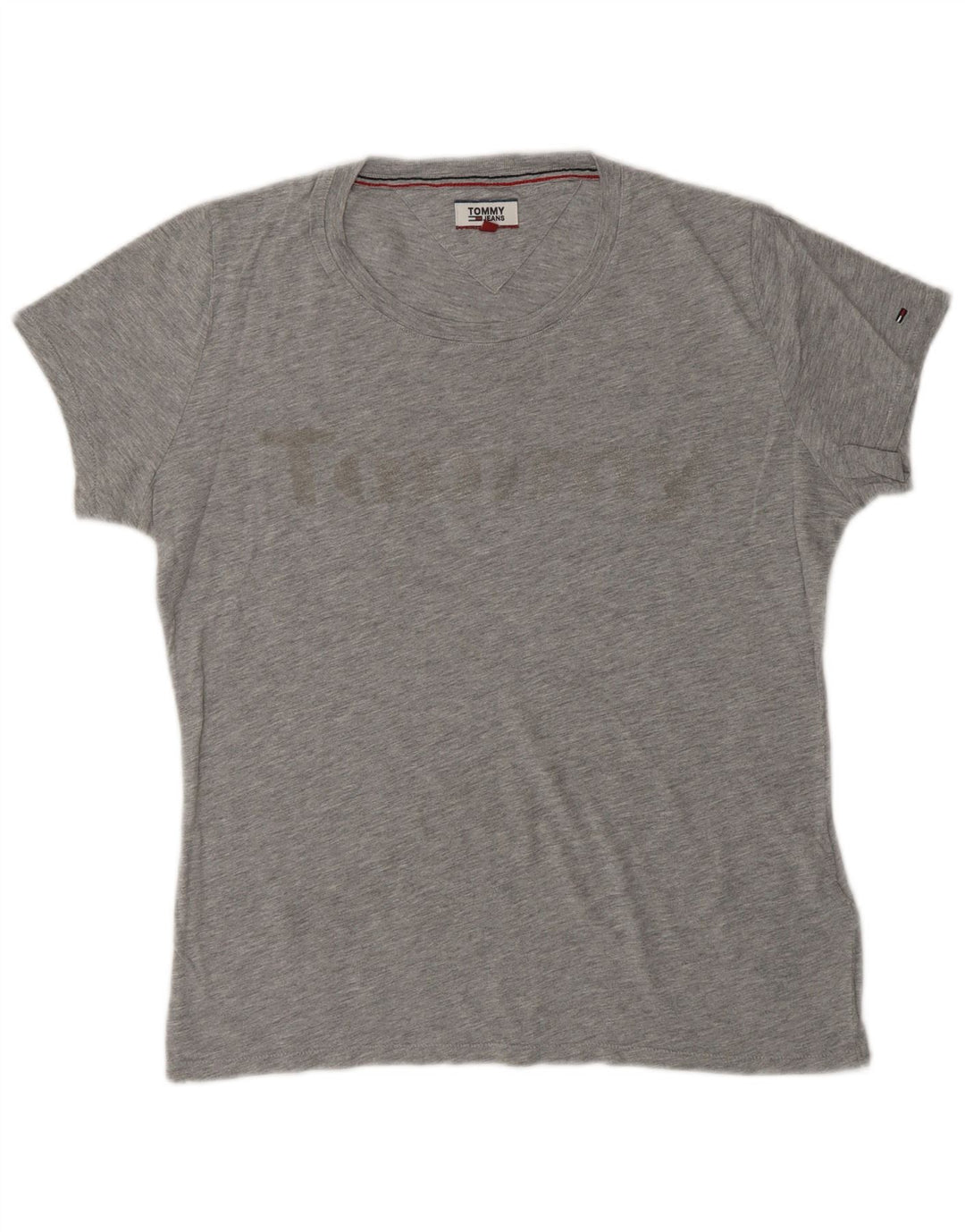 Camiseta feminina TOMMY HILFIGER com estampa oversized UK 10 pequena cinza