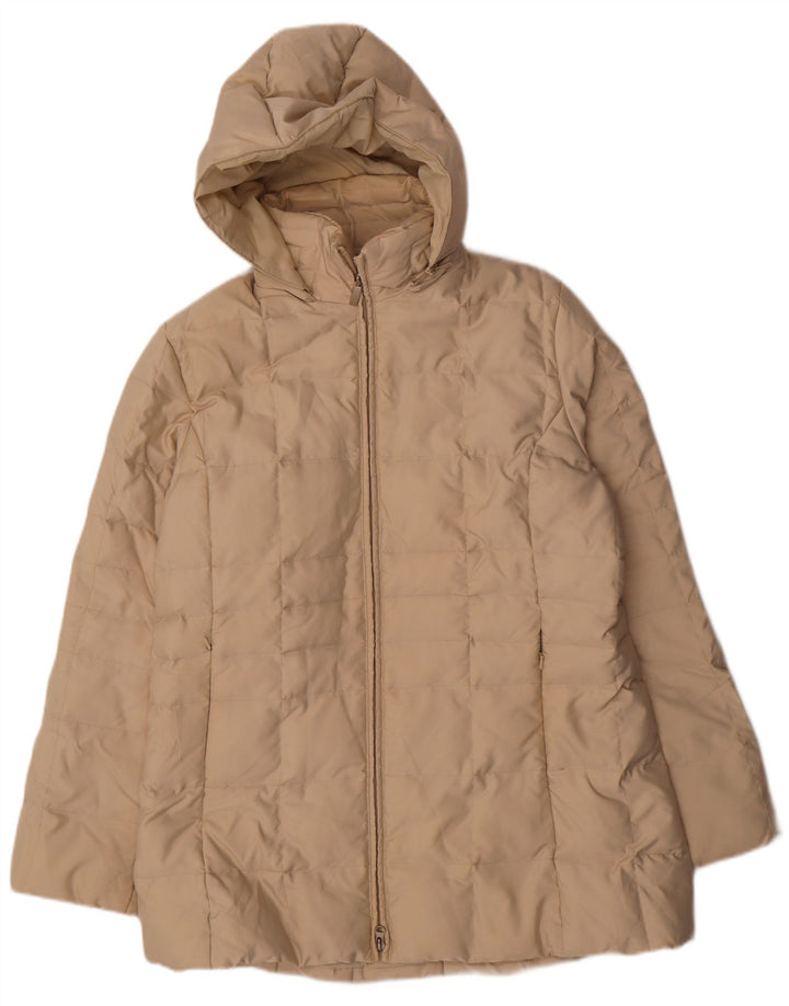 SERGIO TACCHINI Casaco feminino acolchoado com capuz UK 16 Grande poliéster bege