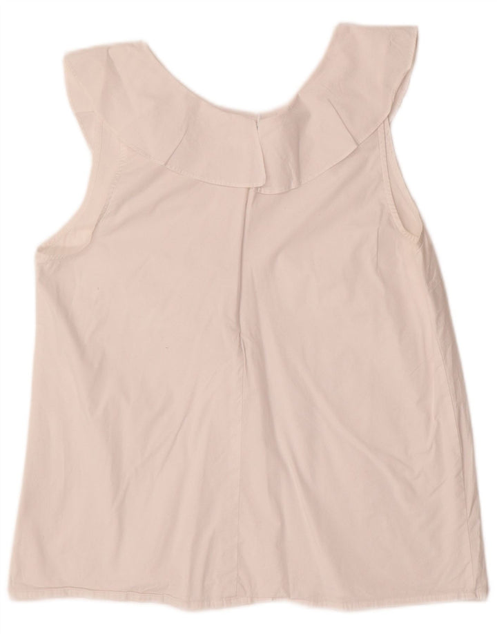 J. Crew blusa feminina sem mangas top US 10 grande algodão branco