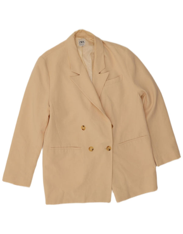 Jaqueta blazer feminina Zara com corte solto e peito duplo Reino Unido 14 médio bege