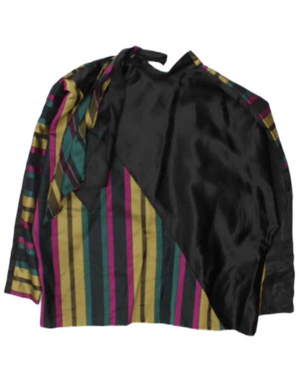 Blusa feminina vintage de manga comprida UK 18 XL listrada multicolorida