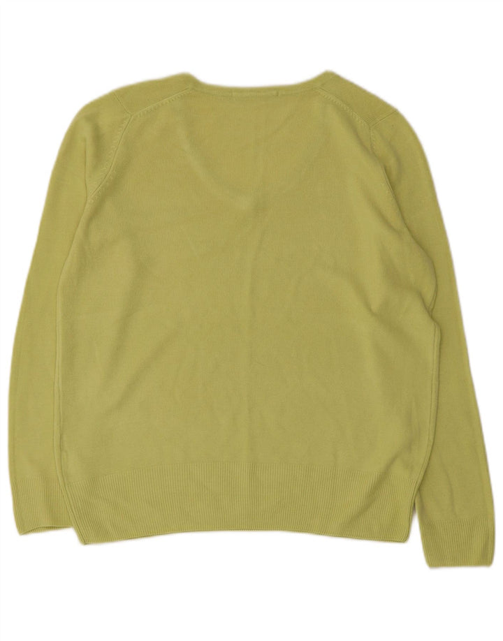 Suéter feminino grande com decote em V da MARKS & SPENCER Reino Unido 10 pequeno verde