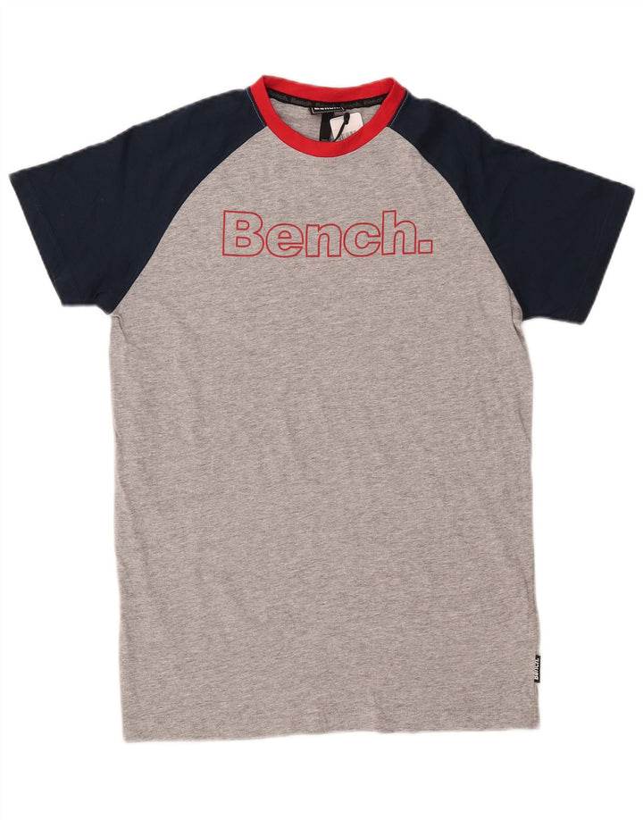 Camiseta gráfica BENCH Boys 12-13 anos cinza colorblock algodão