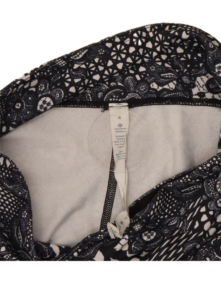 Lululemon Leggings capri feminino US 4 pequeno poliéster floral preto