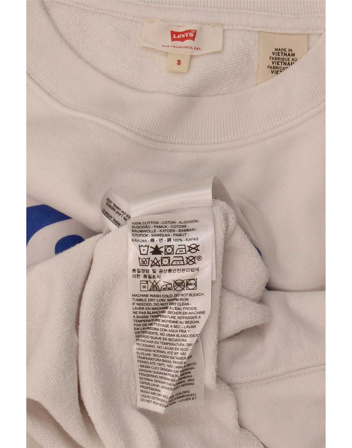 Levi's Womens Oversized Crop Graphic Moletom Jumper Reino Unido 10 Pequeno Branco