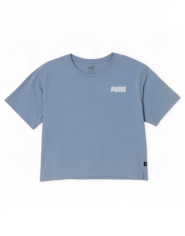 Puma Camiseta Feminina Crop Oversized Top UK 10 Pequeno Azul Algodão